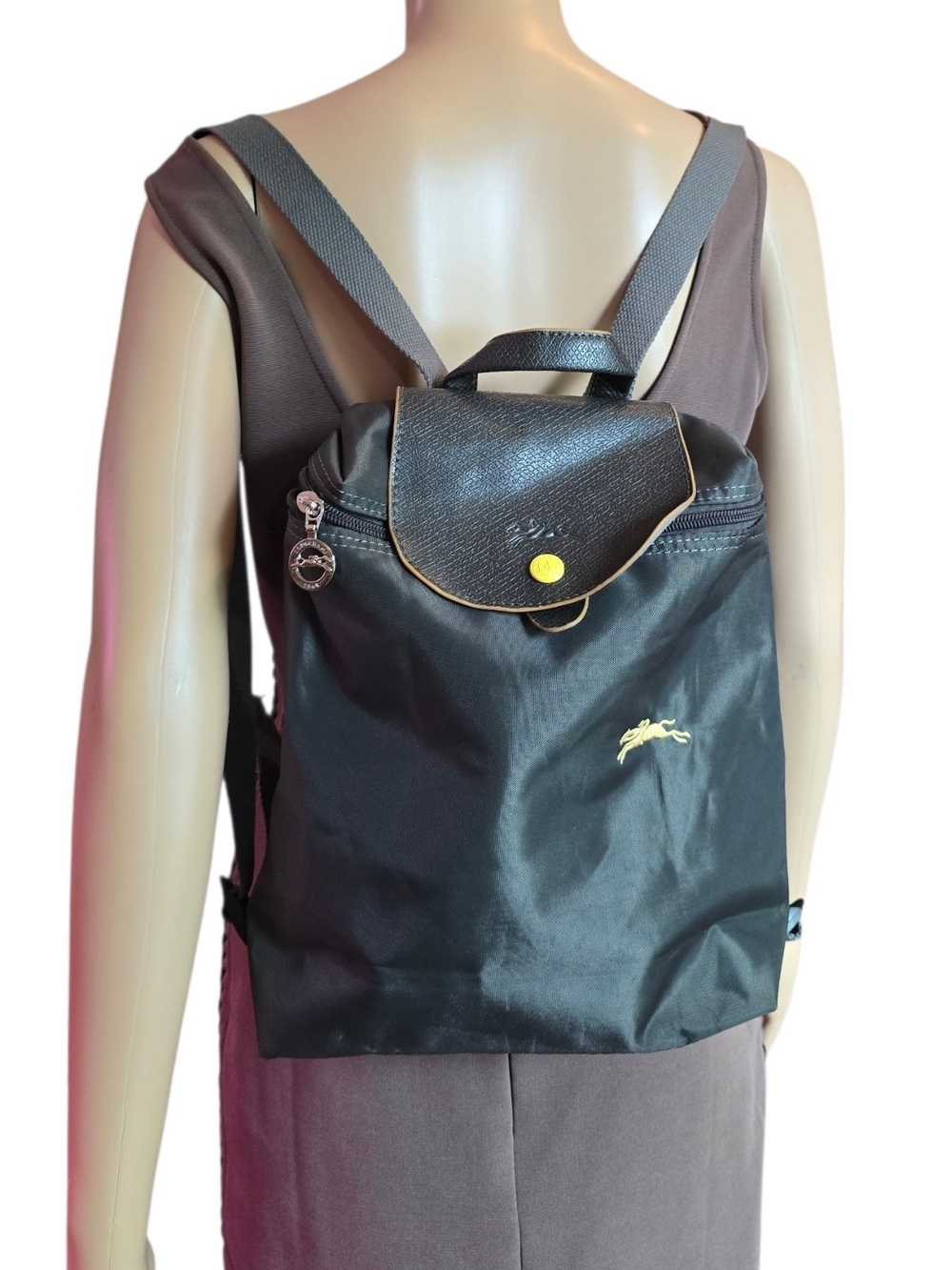 Black/Gray Longchamp  Nylon Backpack for Women